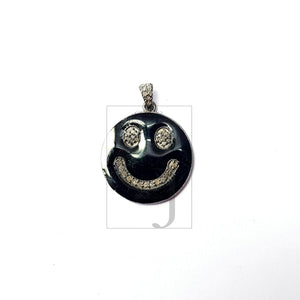 Smiley design Rosecut pave diamond pendant 925 sterling silver handmade finish enamel diamond pendant jewelry bakelite pendent gift jewelry