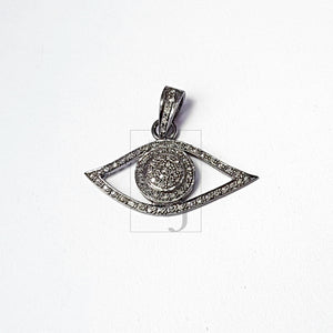 Pave diamond rosecut pendant 925 sterling silver pendant handmade diamond pendant pave setting diamond evil eye connector diamond pendant