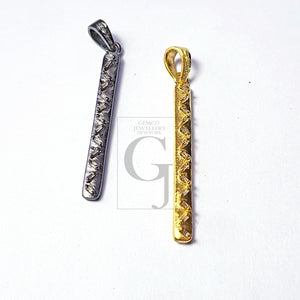 Pave diamond pendant sterling silver pendant pave diamond silver pendant 925 sterling beautiful diamond pendant gold n silver