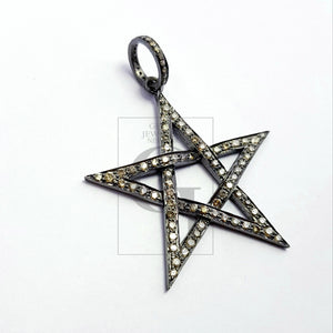 Beautiful Star Design Rosecut Pave Diamond Pendant 925 Sterling Silver Handmade Finish Diamond Pendant Jewelry