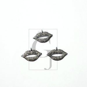 Beautiful Rosecut Pave Diamond Pendant 925 Sterling Silver Handmade Finish Lips Shaped  Diamond Pendant Jewelry