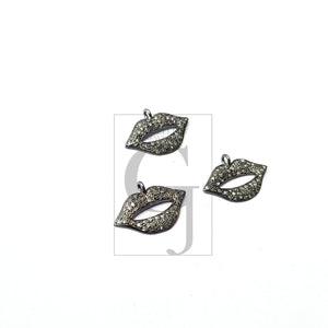 Beautiful Rosecut Pave Diamond Pendant 925 Sterling Silver Handmade Finish Lips Shaped  Diamond Pendant Jewelry