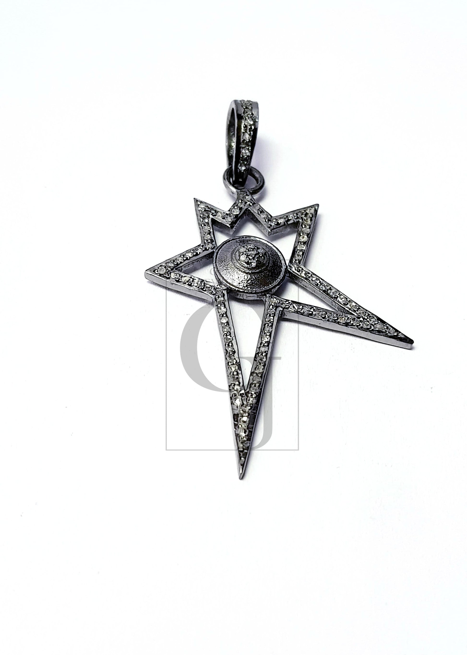 Beautiful Rosecut Pave Diamond Pendant 925 Sterling Silver Handmade Finish Diamond Pendant Jewelry