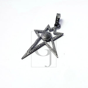 Beautiful Rosecut Pave Diamond Pendant 925 Sterling Silver Handmade Finish Diamond Pendant Jewelry