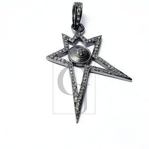 Beautiful Rosecut Pave Diamond Pendant 925 Sterling Silver Handmade Finish Diamond Pendant Jewelry