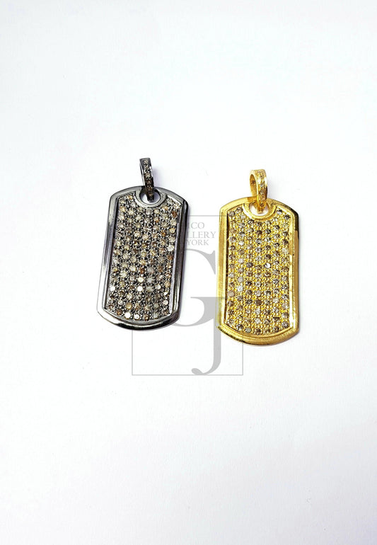 Very beautiful  Rosecut pave diamond pendant 925 sterling silver handmade finish dog tag design diamond pendant jewelry