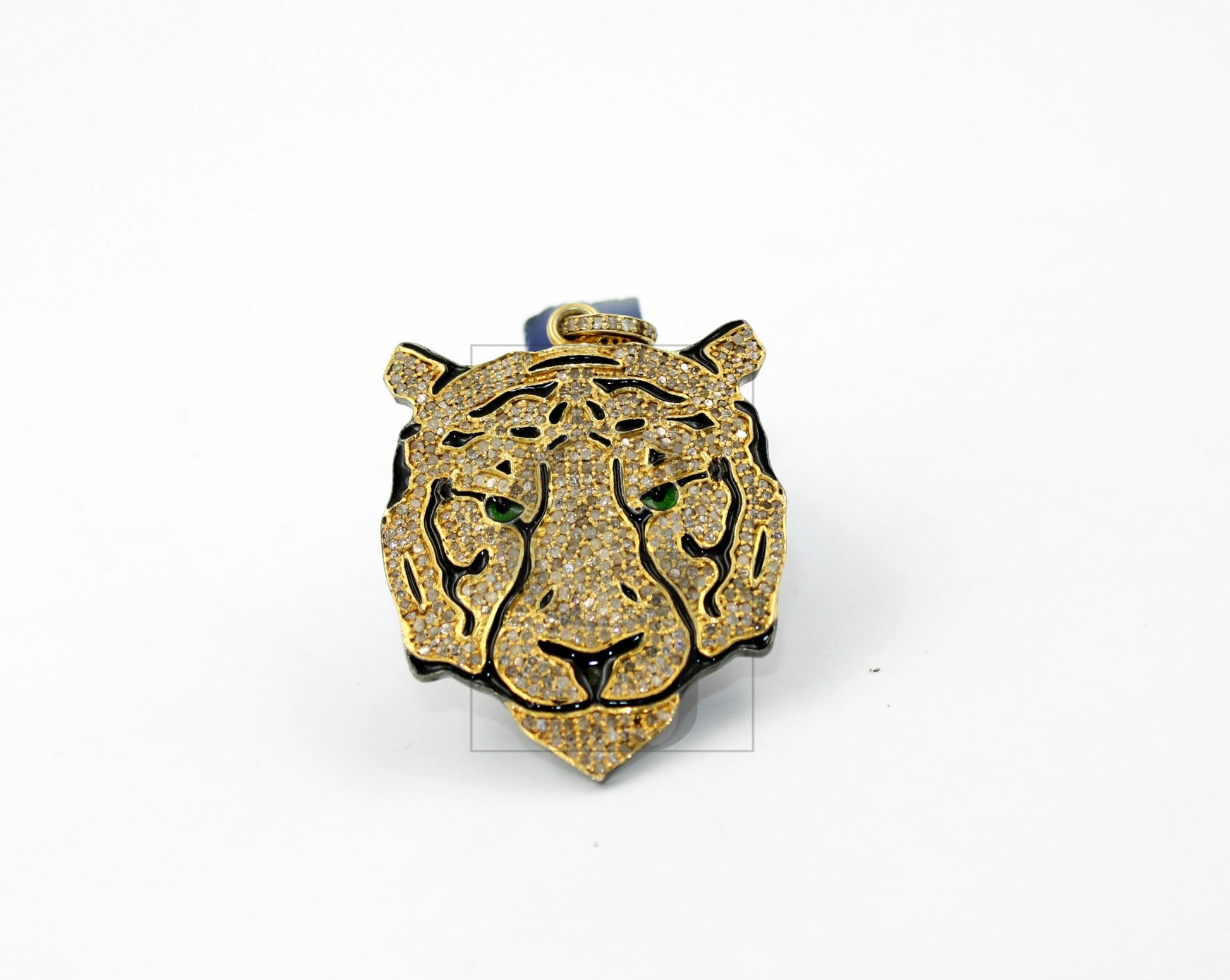 One of a kind panther face designer pendant Rosecut pave diamond pendant 925 sterling silver handmade diamond jewelry necklace pendant