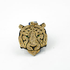 One of a kind panther face designer pendant Rosecut pave diamond pendant 925 sterling silver handmade diamond jewelry necklace pendant