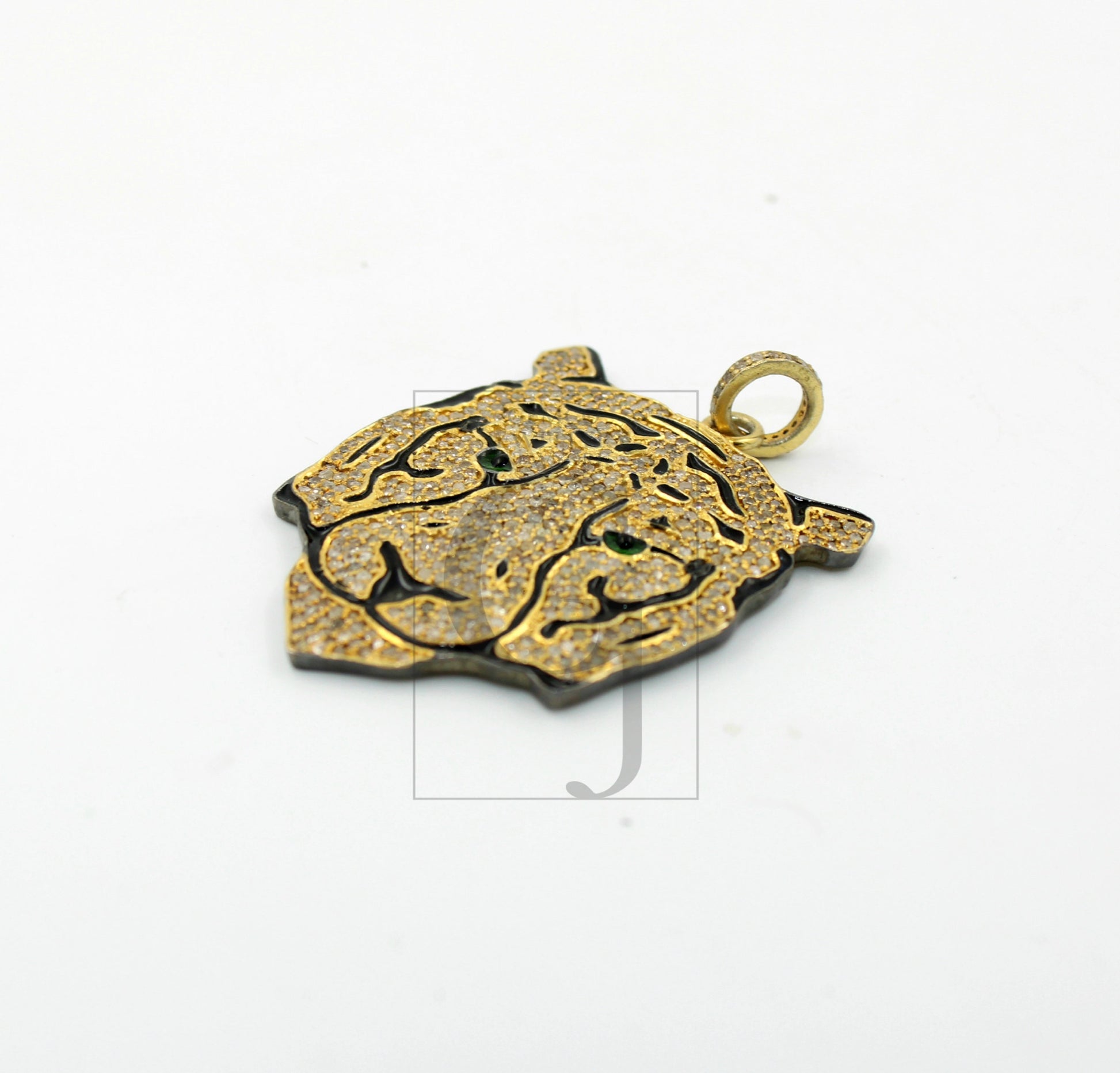 One of a kind tigner face designer pendant Rosecut pave diamond pendant 925 sterling silver handmade diamond jewelry necklace pendant