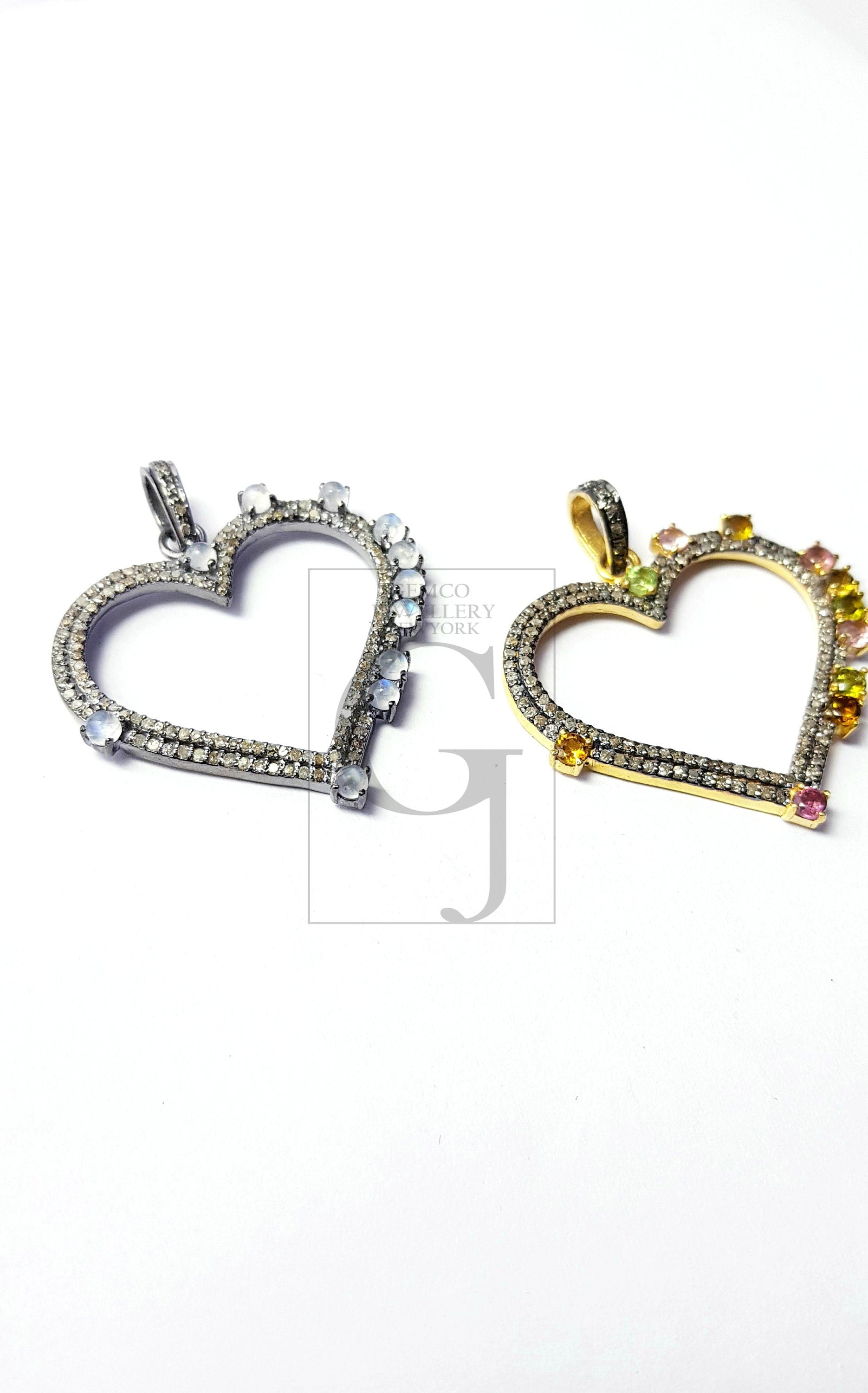 Very beautiful heart design Rosecut pave diamond pendant 925 sterling silver handmade love style finish diamond pendant jewelry