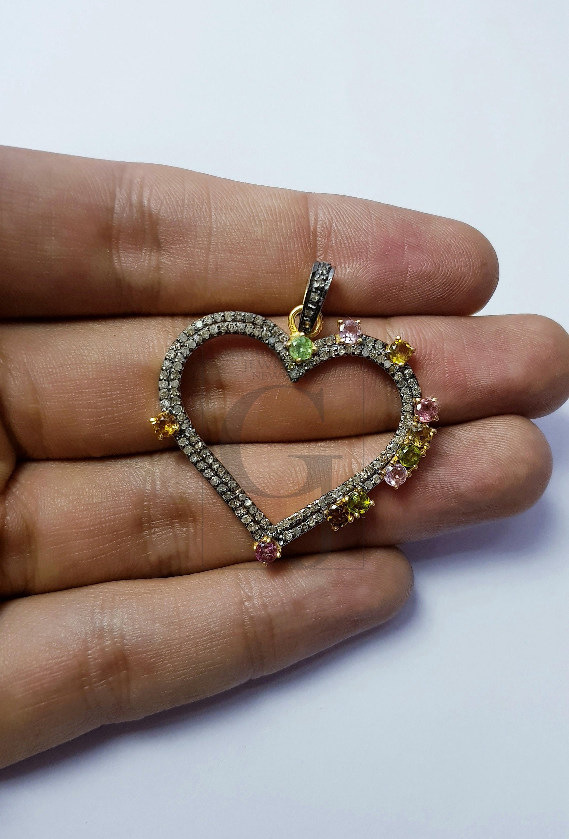 Very beautiful heart design Rosecut pave diamond pendant 925 sterling silver handmade love style finish diamond pendant jewelry
