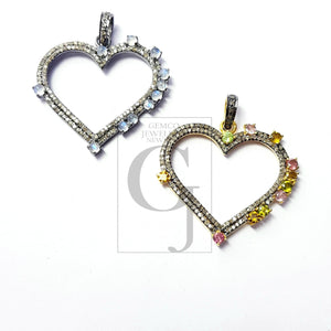 Very beautiful heart design Rosecut pave diamond pendant 925 sterling silver handmade love style finish diamond pendant jewelry