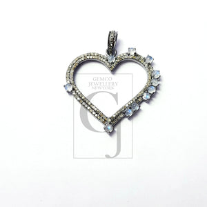 Very beautiful heart design Rosecut pave diamond pendant 925 sterling silver handmade love style finish diamond pendant jewelry
