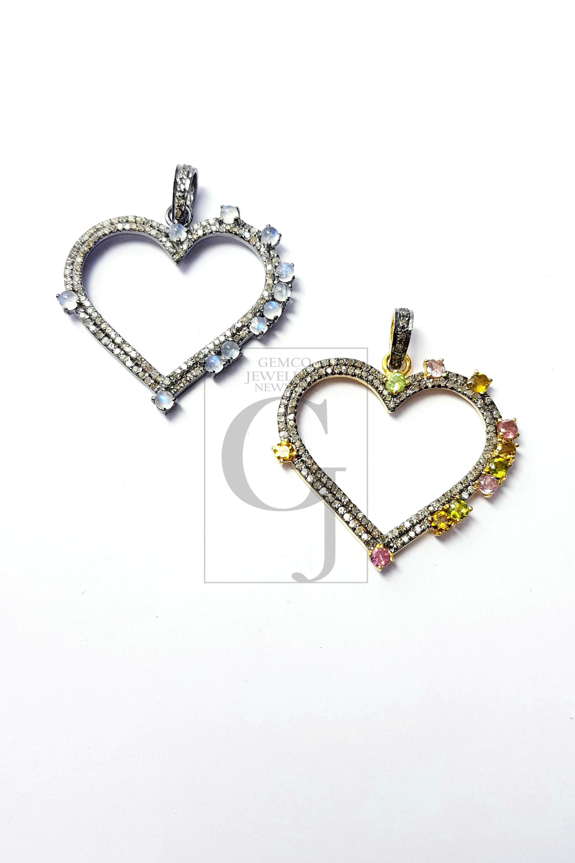 Very beautiful heart design Rosecut pave diamond pendant 925 sterling silver handmade love style finish diamond pendant jewelry