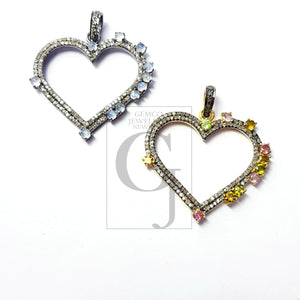 Very beautiful heart design Rosecut pave diamond pendant 925 sterling silver handmade love style finish diamond pendant jewelry