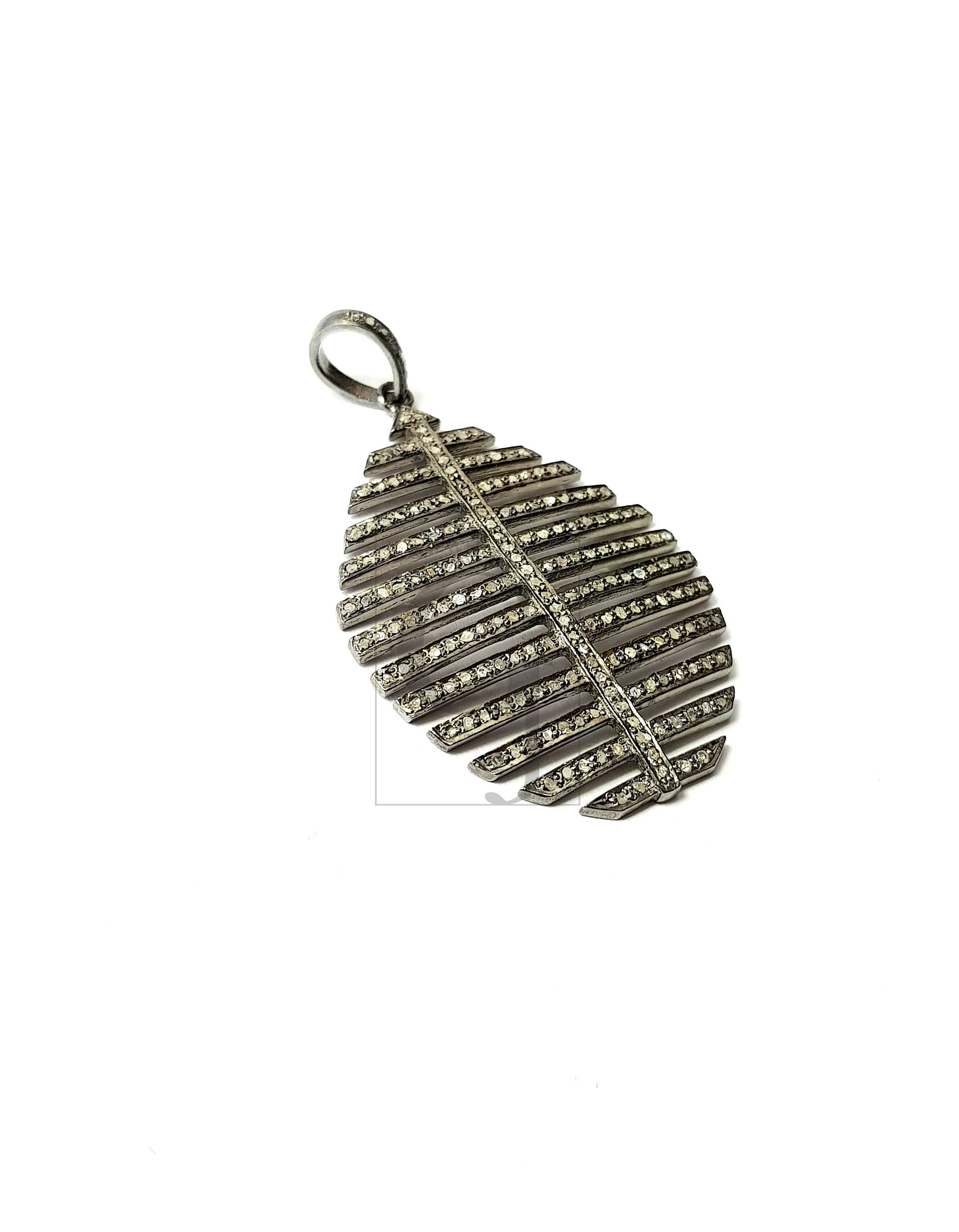 Very fashionable designer Rosecut pave diamond pendant 925 sterling silver handmade finish diamond jewelry necklace pendant