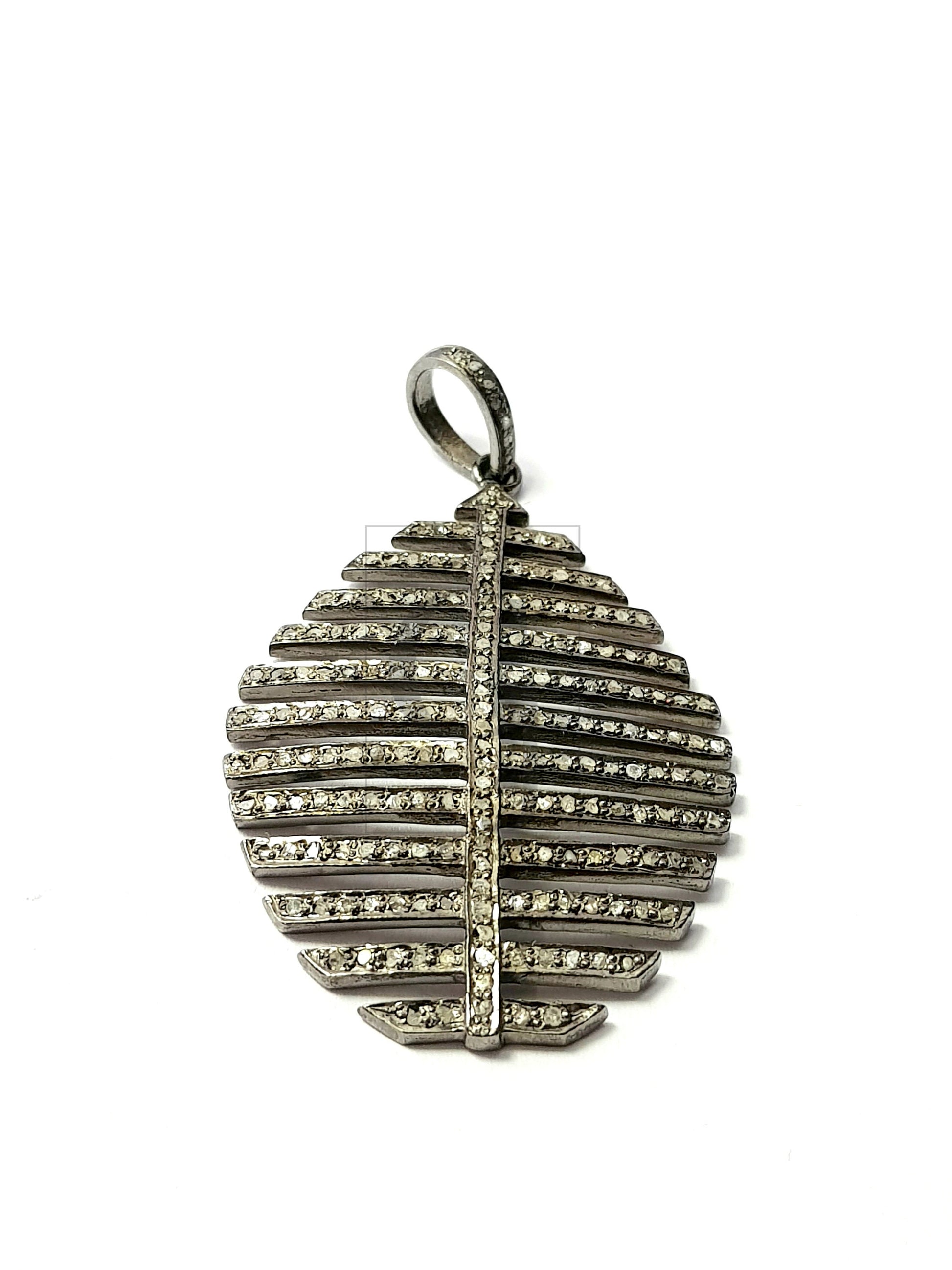 Very fashionable designer Rosecut pave diamond pendant 925 sterling silver handmade finish diamond jewelry necklace pendant