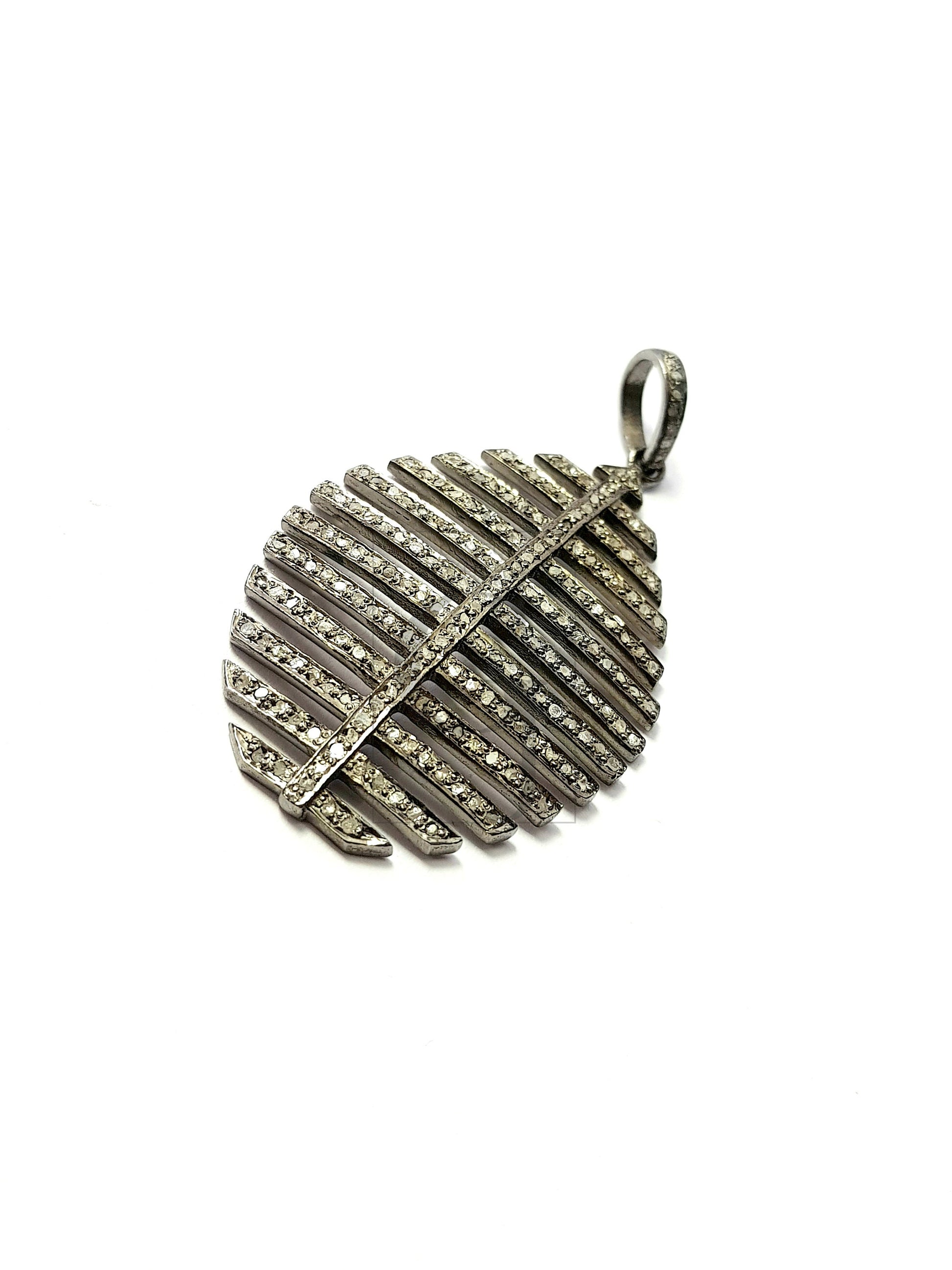 Very fashionable designer Rosecut pave diamond pendant 925 sterling silver handmade finish diamond jewelry necklace pendant
