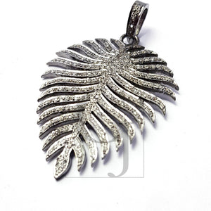 Leaf design latest rosecut pave diamond pendant 925 sterling silver handmade finish diamond pendant jewelry