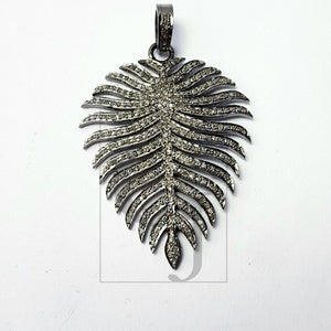 Leaf design latest rosecut pave diamond pendant 925 sterling silver handmade finish diamond pendant jewelry