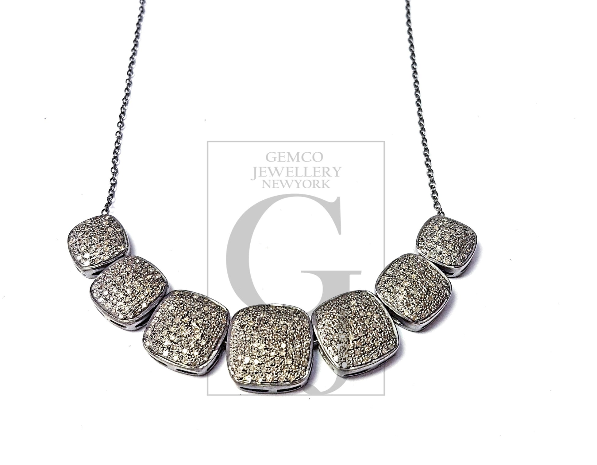 Pave rosecut diamond 925 sterling silver handmade very beautiful pave diamond necklaces