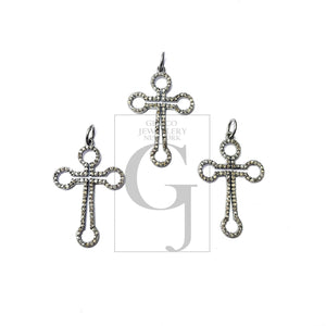 Beautiful Cross Design Rosecut Pave Diamond Pendant 925 Sterling Silver Handmade Finish Latest Style Diamond Pendent Jewelry