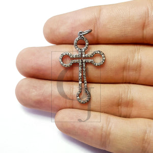 Beautiful Cross Design Rosecut Pave Diamond Pendant 925 Sterling Silver Handmade Finish Latest Style Diamond Pendent Jewelry