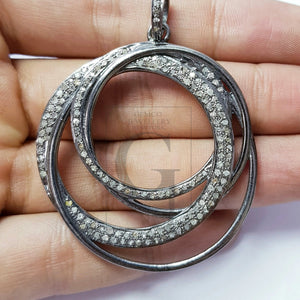 Very Unique design circle shaped Rosecut pave diamond pendant 925 sterling silver handmade finish beautiful diamond pendant jewelry