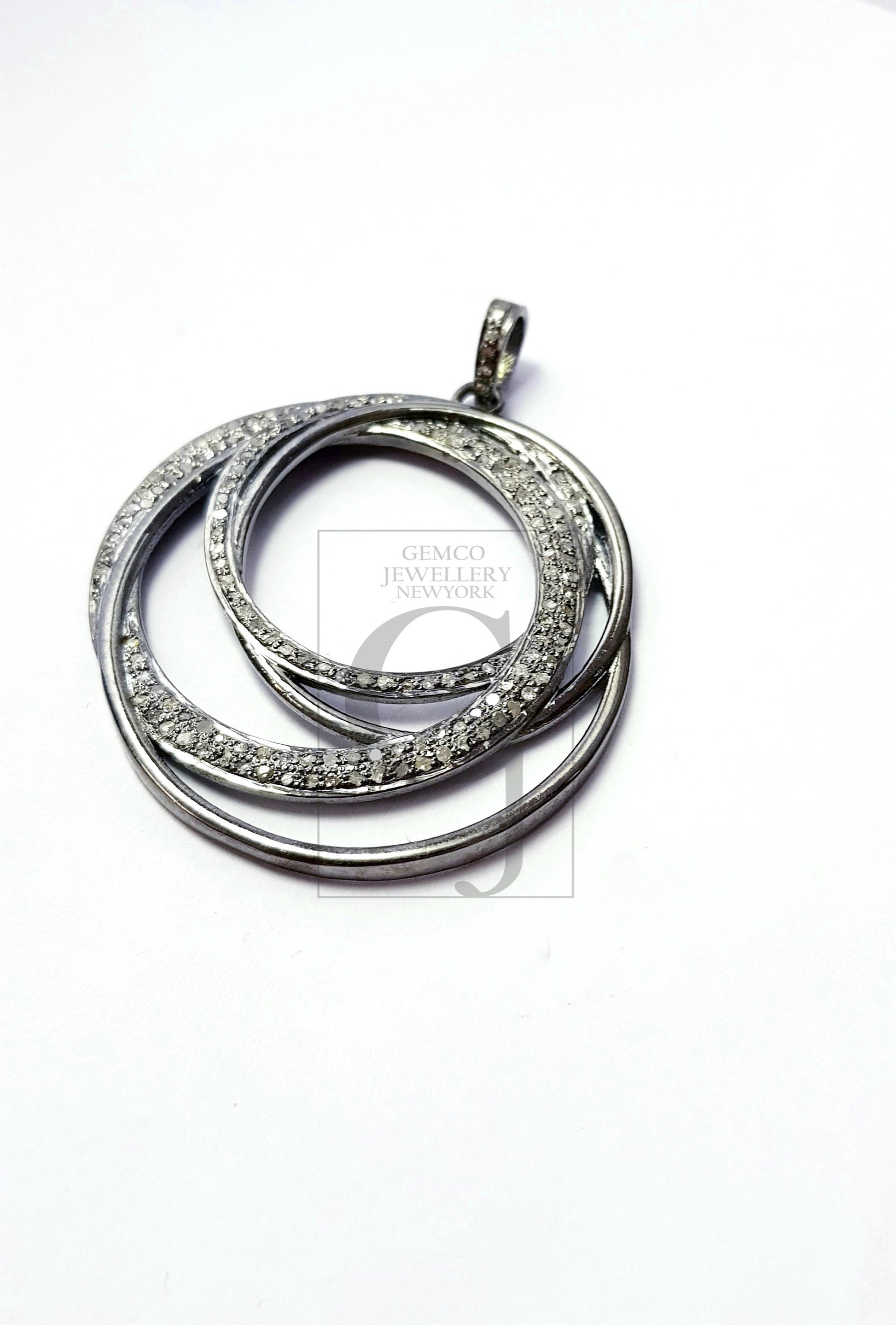 Very Unique design circle shaped Rosecut pave diamond pendant 925 sterling silver handmade finish beautiful diamond pendant jewelry