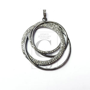 Very Unique design circle shaped Rosecut pave diamond pendant 925 sterling silver handmade finish beautiful diamond pendant jewelry