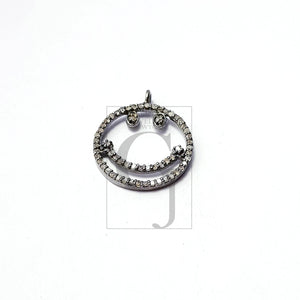 Charm pendent Smiley design Rosecut pave diamond pendant 925 sterling silver handmade finish beautiful diamond pendant jewelry