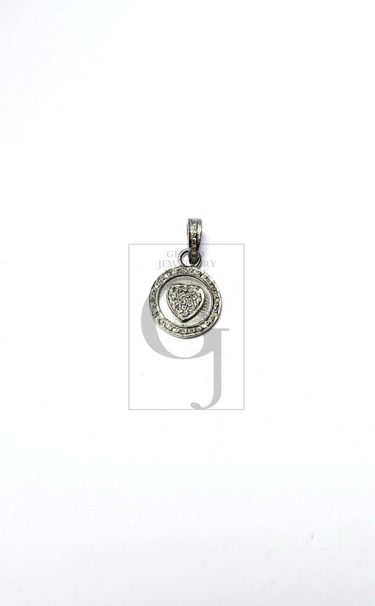 Heart design Rosecut pave diamond pendant 925 sterling silver handmade finish beautiful diamond pendant jewelry