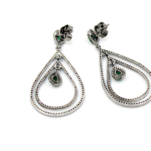 Fashionable Emerald designer earring Rosecut pave diamond earrings 925 sterling silver handmade silver finish sapphire diamond earrings