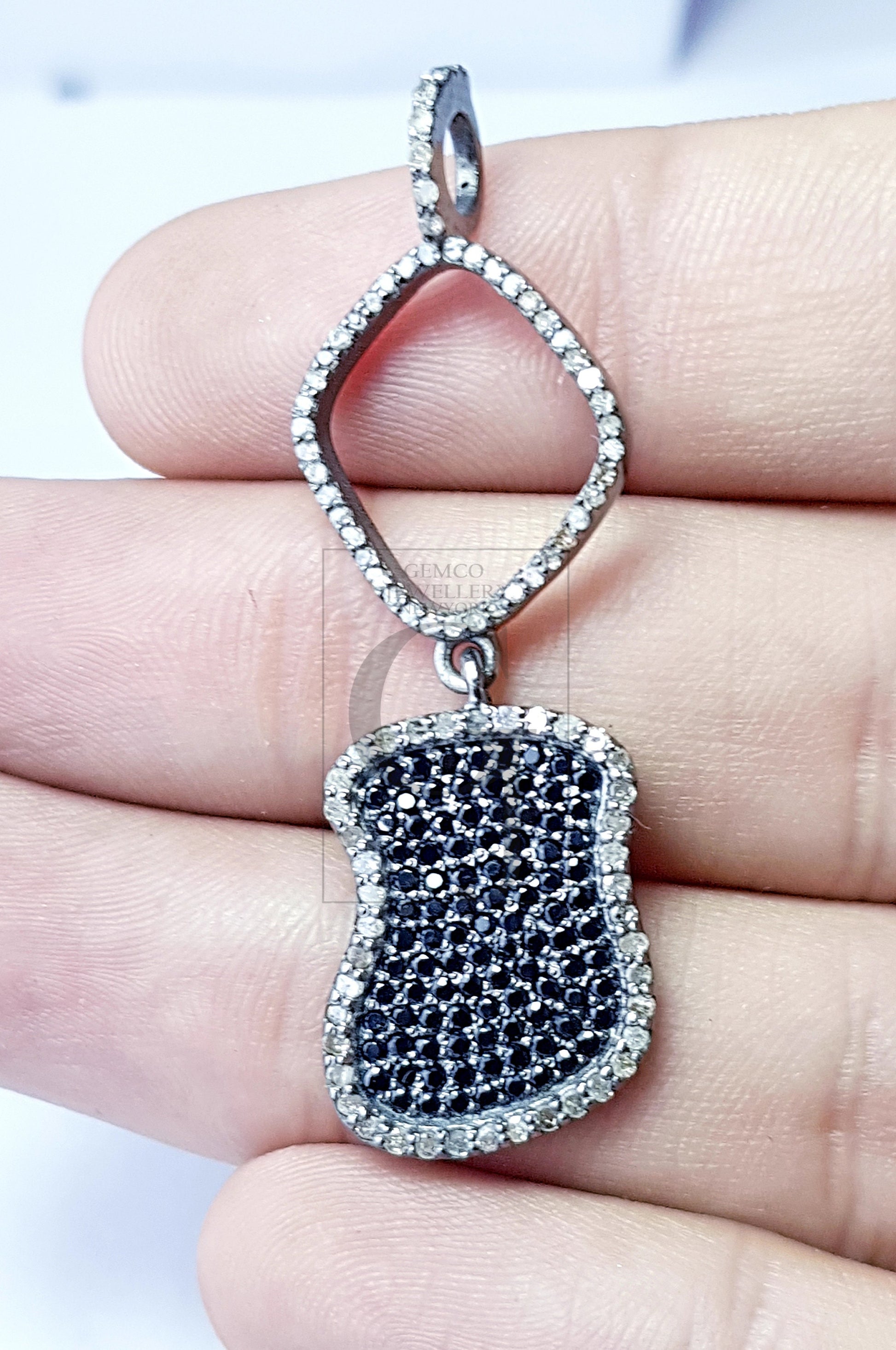 Very beautiful designed diamond Rocecut pave diamond pendant 925 sterling silver handmade finish diamond jewelry