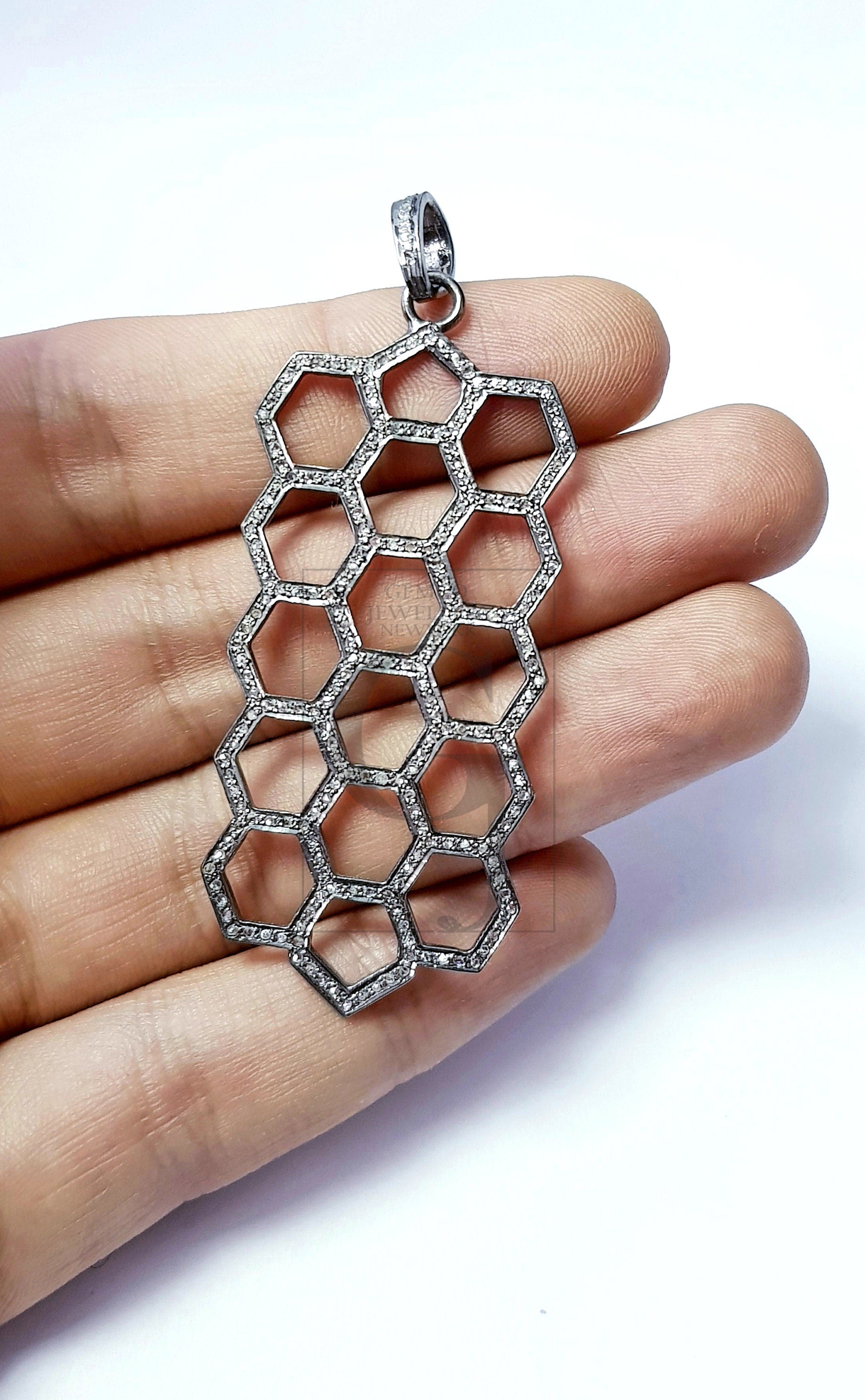 Latest designer Rosecut pave diamond pendant 925 sterling silver handmade finish unique design diamond pendant jewelry
