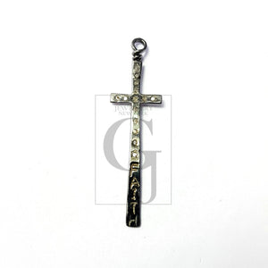 Cross designer beautiful Rosecut pave diamond pendant 925 sterling silver handmade finish diamond faith jewelry pendant