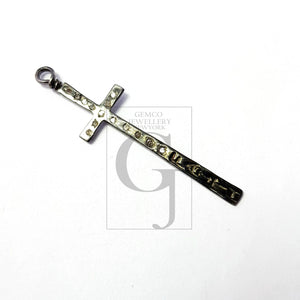Cross designer beautiful Rosecut pave diamond pendant 925 sterling silver handmade finish diamond faith jewelry pendant
