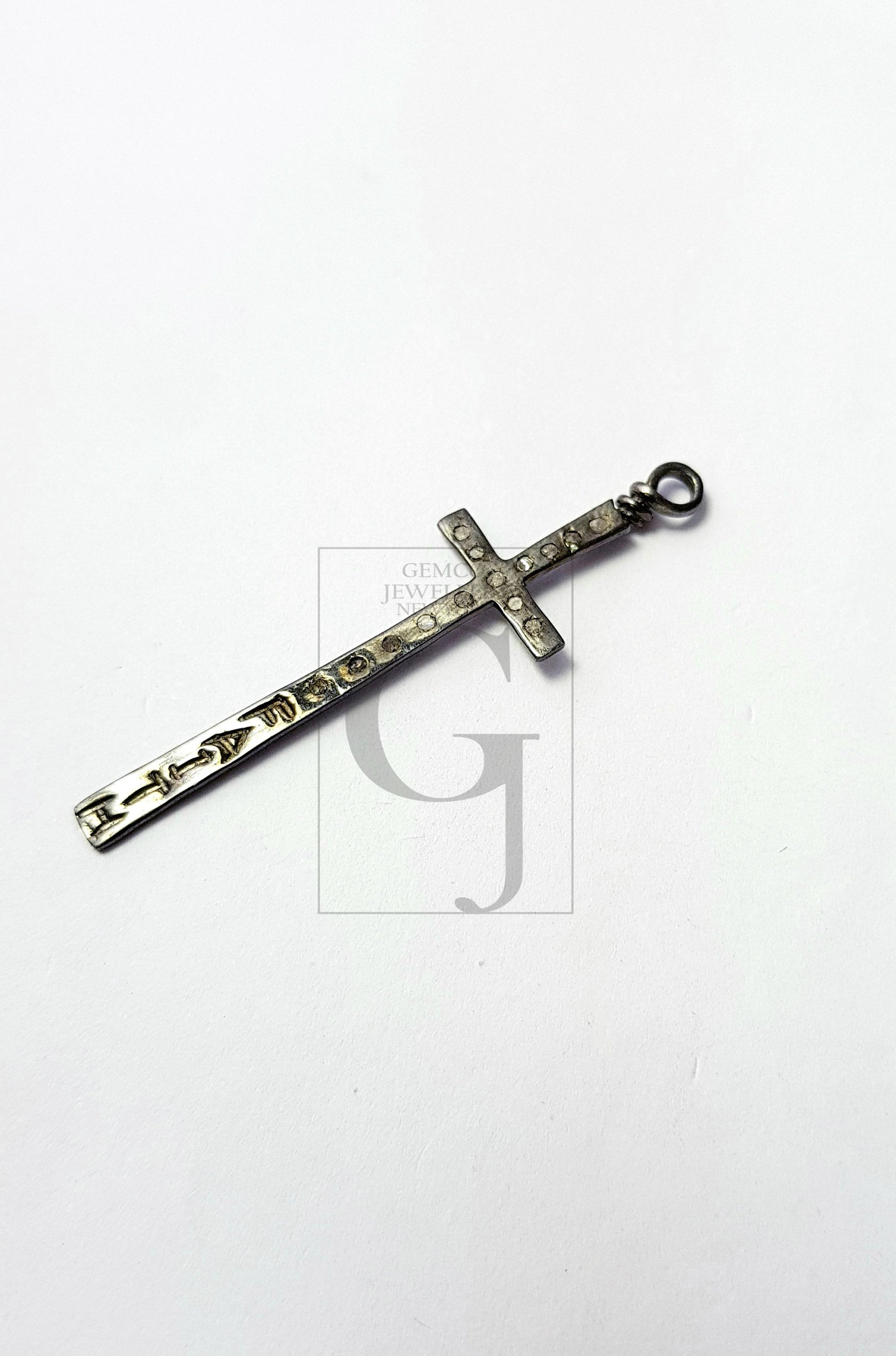 Cross designer beautiful Rosecut pave diamond pendant 925 sterling silver handmade finish diamond faith jewelry pendant
