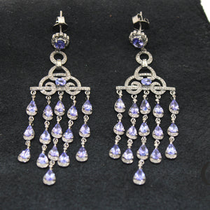 Very Beautiful Tanzanite Schindler Designer Earring Rosecut Pave Diamond Earring 925 Sterling Silver Handmade silver Finish Diamond Earring