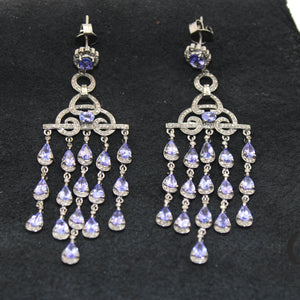 Very Beautiful Tanzanite Schindler Designer Earring Rosecut Pave Diamond Earring 925 Sterling Silver Handmade silver Finish Diamond Earring