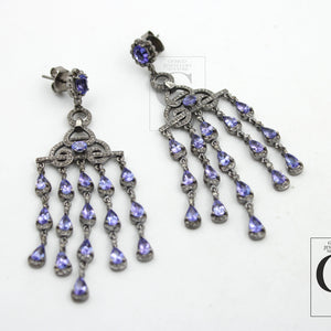 Very Beautiful Tanzanite Schindler Designer Earring Rosecut Pave Diamond Earring 925 Sterling Silver Handmade silver Finish Diamond Earring