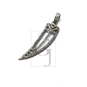 Latest design sword shaped Rosecut pave diamond pendant 925 sterling silver handmade finish diamond pendant jewelry