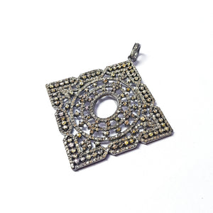 Very beautiful square geometrical design pendant Pave diamond rosecut pendant 925 sterling silver pendant handmade diamond pendant jewelry