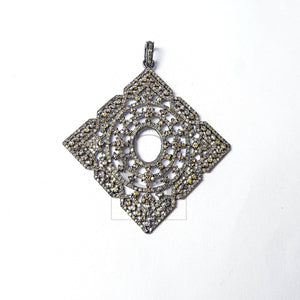 Very beautiful square geometrical design pendant Pave diamond rosecut pendant 925 sterling silver pendant handmade diamond pendant jewelry