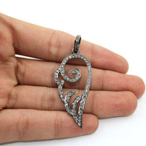 Very beautiful angle wings designer pendant Rosecut pave diamond pendant 925 sterling silver handmade finish diamond charms necklace pendant