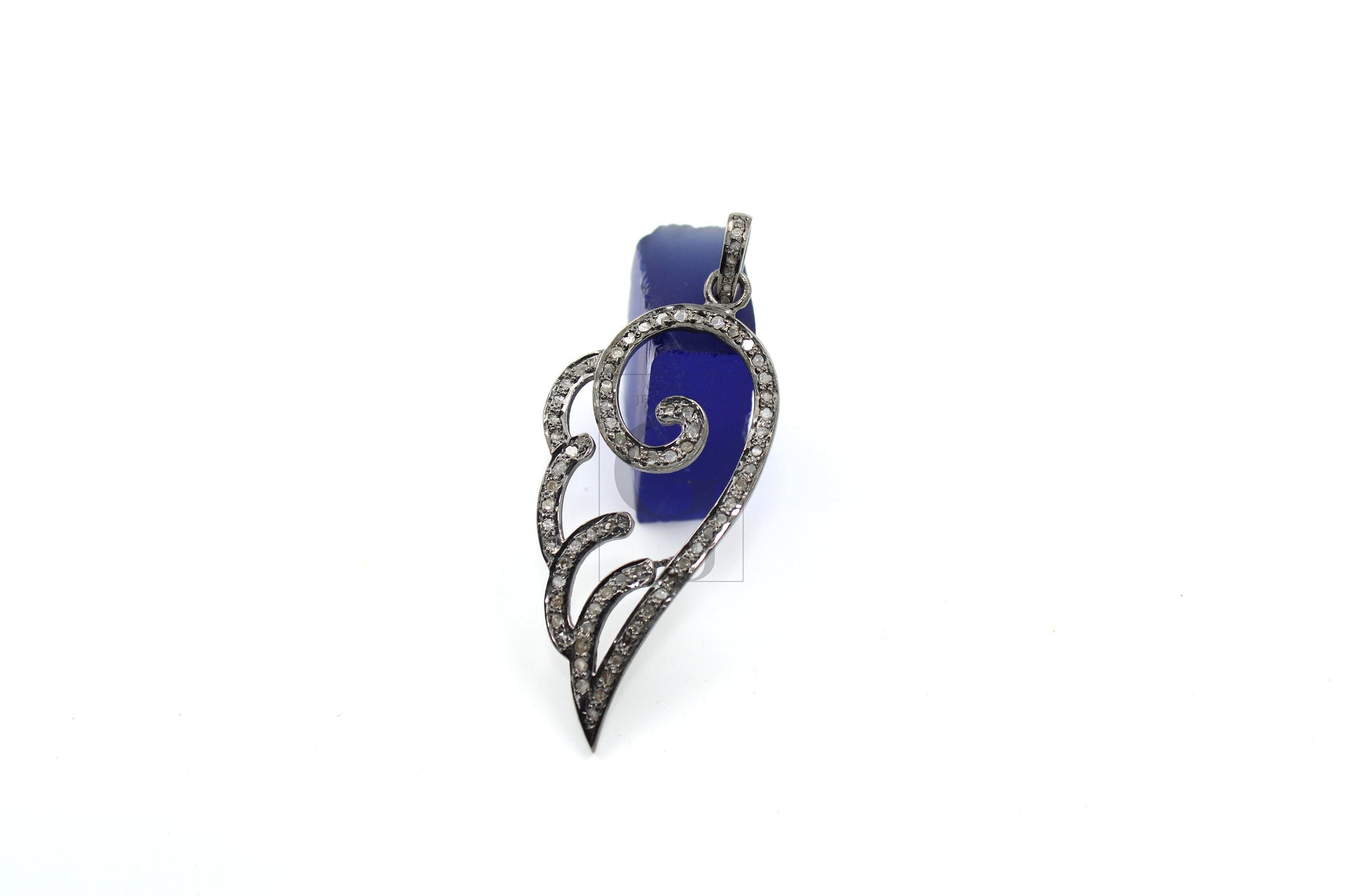 Very beautiful angle wings designer pendant Rosecut pave diamond pendant 925 sterling silver handmade finish diamond charms necklace pendant