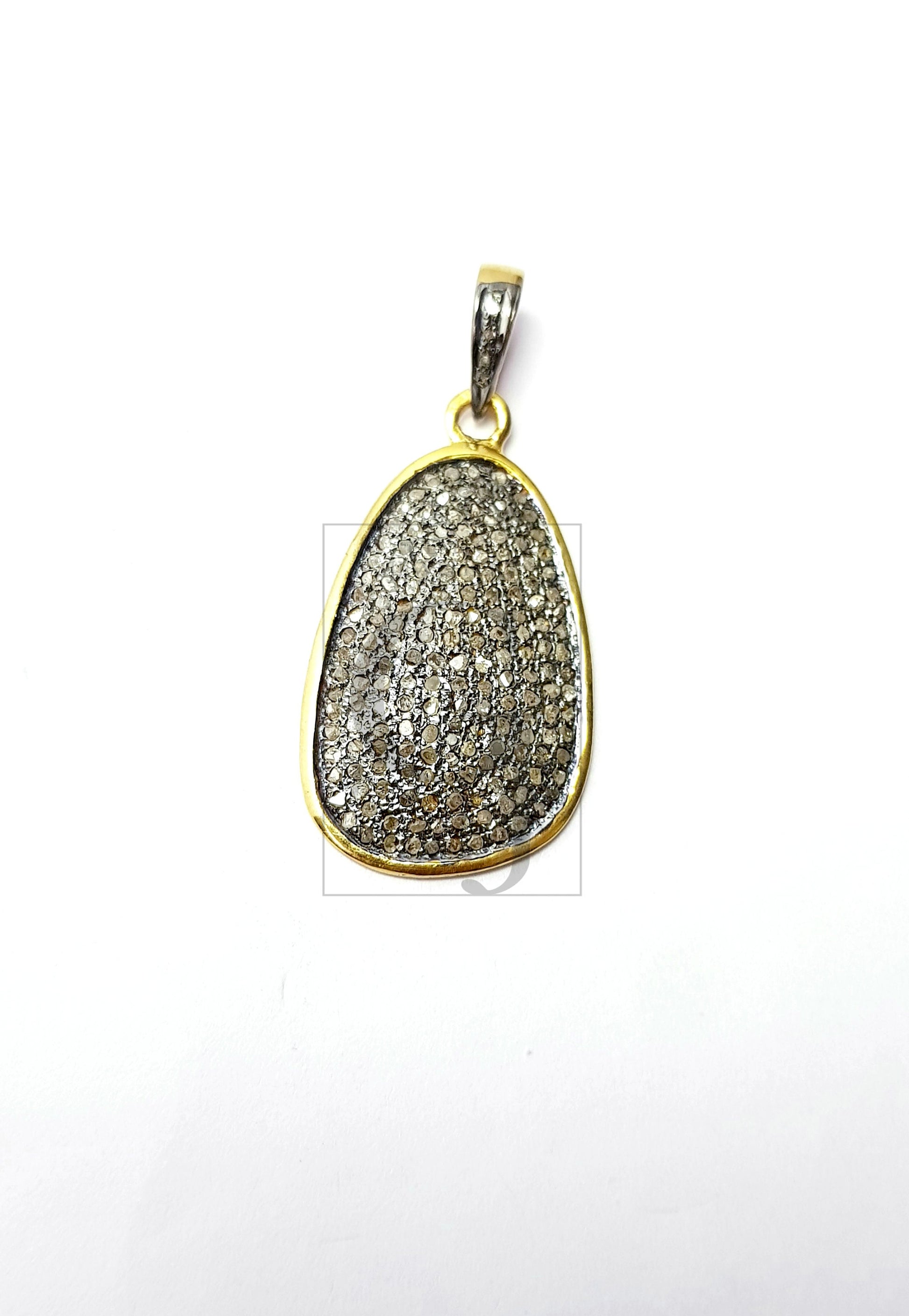 Antique Look Designer Rosecut Pave Diamond Pendant 925 Sterling Silver Handmade Finish Beautiful Diamond Pendant Jewelry