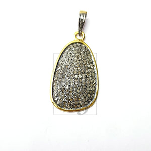 Antique Look Designer Rosecut Pave Diamond Pendant 925 Sterling Silver Handmade Finish Beautiful Diamond Pendant Jewelry