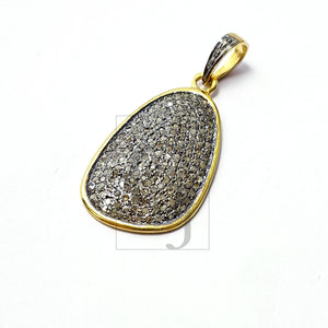 Antique Look Designer Rosecut Pave Diamond Pendant 925 Sterling Silver Handmade Finish Beautiful Diamond Pendant Jewelry