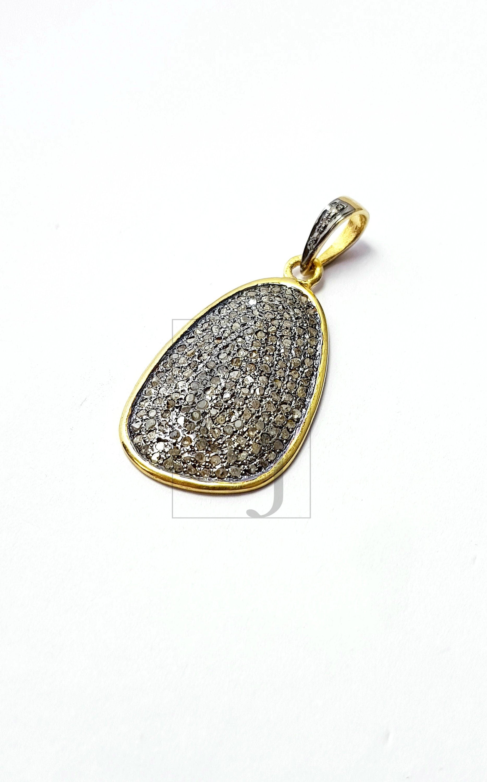 Antique Look Designer Rosecut Pave Diamond Pendant 925 Sterling Silver Handmade Finish Beautiful Diamond Pendant Jewelry